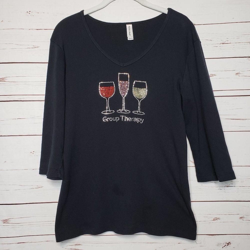 Chris's Stuff Long Sleeve V-Neck Group Therapy Wine Tee